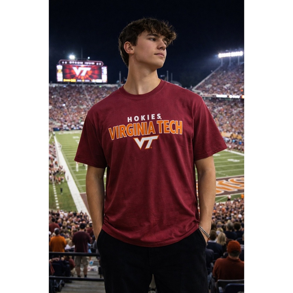 Virginia Tech Hokies T Shirt‎ Mens XL Captivating Maroon VT College Football